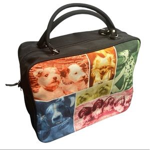 LIFE Colorful Jeweled Dog Patterned Black Bag